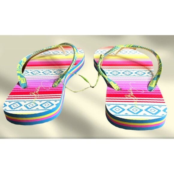 Vera Bradley Flip Flop Serape Paradise Women Size 7-8 Bright Striped Sandals - Picture 3 of 4